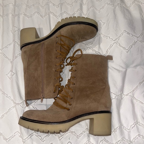 Suede Laced Up Combat Boots - Picture 1 of 1